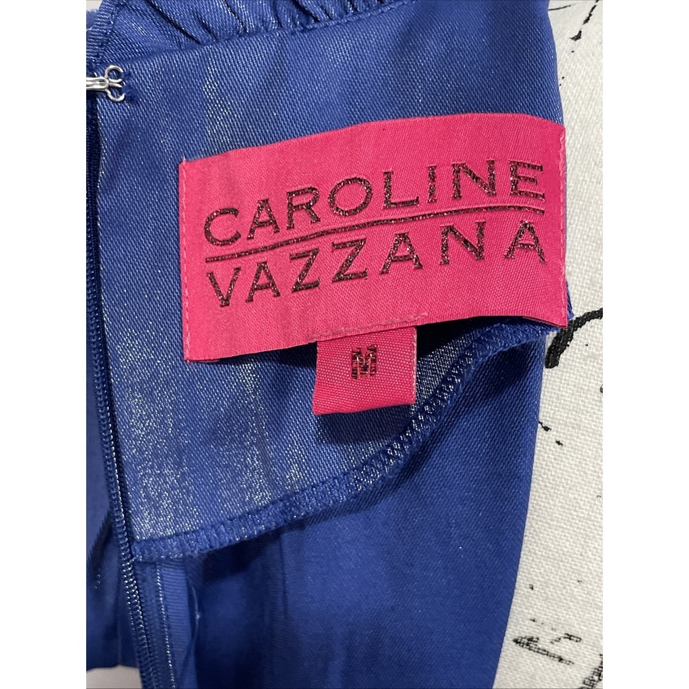 NEW Vintage Inspired Cobalt Blue Short Sleeve Dress Size M Caroline Vazzana - Picture 14 of 16